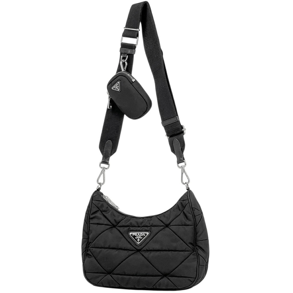 Prada Padded Re Shoulder Bag Plate Nero Black